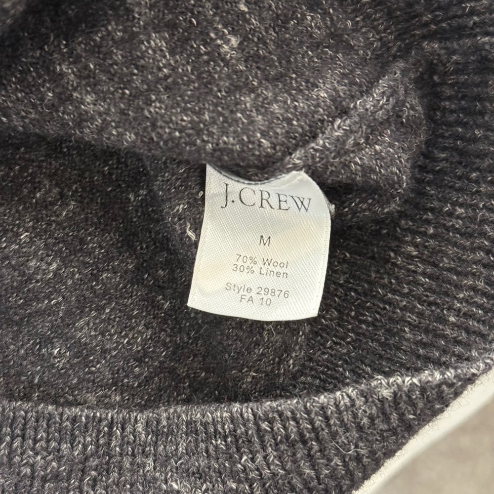 J.Crew Womens Wool Linen Blend Cardigan Sweater Charcoal Gray Style - Picture 11 of 11